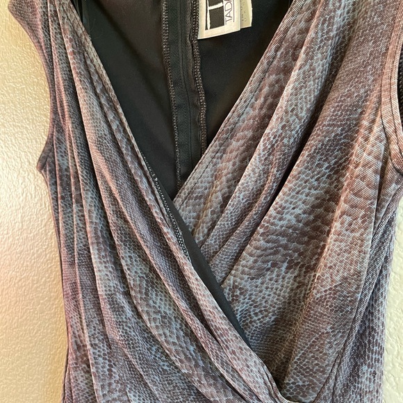 Tadashi Shoji Beautiful Purple/Gray Snake Print Drape Dress - Picture 7 of 11